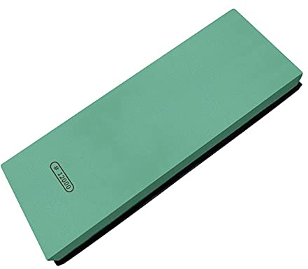 LINFFSTR 12000 Grit Kitchen Whetstone for Japanese Knife Fine Honing Wet Stone Mirror Polished Remove Burrs Anti-slip Chef's Sharpening Stone with Rubber Base Green (Size : L)