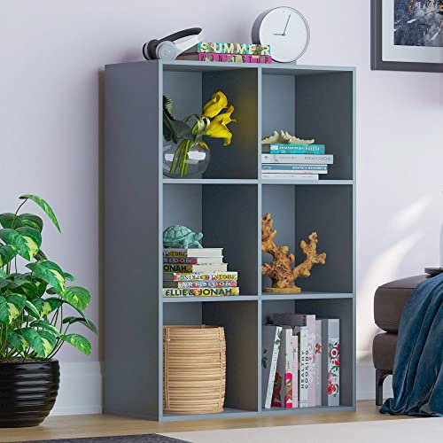 Vida Designs Durham kub bokhylla förvaring organisatör vardagsrum bokhylla hem kontor möbler (6 kuber, grå)