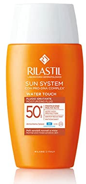 Rilastil Sun System Water Touch Fluido Comfort, Fluido Solare Idratante Viso, Effetto Setoso e Matt, SPF 50+, per Tutti i Tipi di Pelle, Confezione da 50 ml