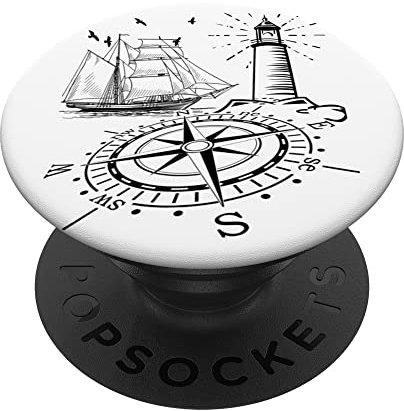 Maritim Leuchtturm Kompass Segelschiff Urlaub PopSockets mit austauschbarem PopGrip