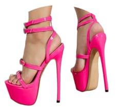 ORANDESIGNE Sandali Donna Scarpe da Spiaggia Estate Moda Romano Partito Sandalo Cava Tinta Unita Sexy Tacco Spillo Alto Casuale con Zip L Rose 41 EU