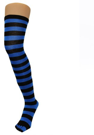 TOETOE - Essential Women Everyday Cotton Over-Knee Toe Socks (1 Pair) (US, Numeric, 4, 11.5, Regular, Regular, Black&Mid-Blue)