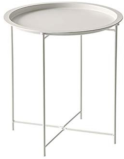 46 * 46 * 50 cm Metall-Beistelltisch, Tabletttisch mit abnehmbarem Schlafzimmer-Balkon-Snack-Tisch, Leichter Couchtisch (Größe: 46 * 46 * 50 cm, Farbe: Weiß)