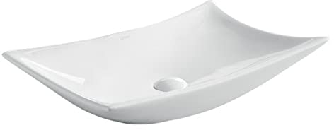 Gefäß-Waschbecken, Gefäß-Waschbecken, 57,9 x 42,9 cm, modernes Porzellan-Keramik-Waschbecken über der Theke, weißes Keramik-Badezimmer-Waschbecken, Waschschüssel, Badezimmer-Waschbecken, kleine Kerami