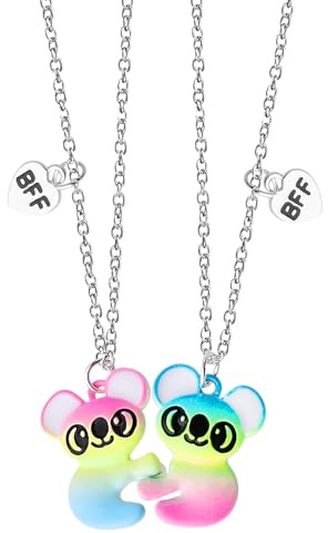 DIVINA VITAE 2 Bear Friendship Necklace Best Friend Half Heart Necklace Christmas Birthday Bridesmaid Gifts for Bestie Sisters Girls Women
