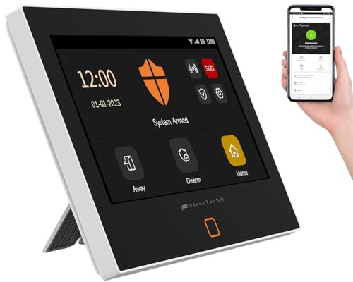 VisorTech GSM Alarmanlage: WLAN-/4G-Alarmanlage, IPS-Touch-Display, App, Sirene, für 200 Sensoren (nachrüsten, GSM WiFi, Netzwerk)