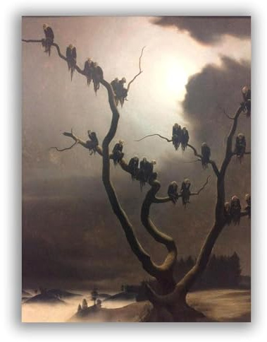FITSEN „Geister auf einem Baum“ Berühmte Gemälde Moderne Kunstwerke Druck auf Leinwand Ölgemälde-Reproduktionen Leinwand-Wandkunst für Wohnzimmer, 60 x 80 cm, rahmenlos