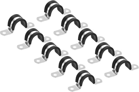PATIKIL 12 Stück U-Rohrschellen Set, Rohrschelle 22mm, Schlauchschellen, Gummi Gefüttert 2-Loch U-Form Kabelschellen, Starrer Rohr Riemen Klemme, Rohrhalterung für Rohr Befestigung
