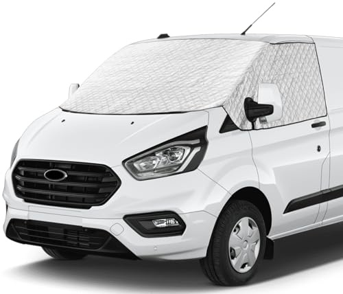 CICMOD Windscreen Cover Front Window Sunshade Screen Wrap Snow Frost Cover for Ford Transit Custom Van - Silver
