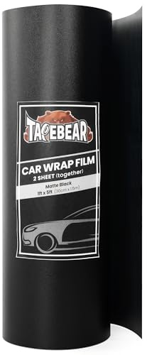TAPEBEAR Autofolie Schwarz Matt 2 Blätter x 30cm x 150cm | Vinyl Selbstklebend Vinyl-Autofolie Autoaufkleber, Blasenfrei Lackschutzfolien für Auto und Motorrad DIY Laptops