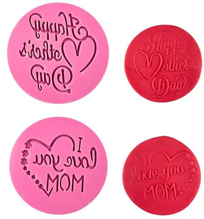 PTaizjjz Lot de 2 emporte-pièces 3D pour la fête des mères « Happy Mother's Day » et « I Love You Mom » pour la pâtisserie et la décoration