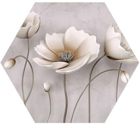 wandmotiv24 Hexagon-Fototapete Betonwand mit Blumen, selbstklebende Strukturtapete 260g - Extra-Groß - (200x173cm) M0014
