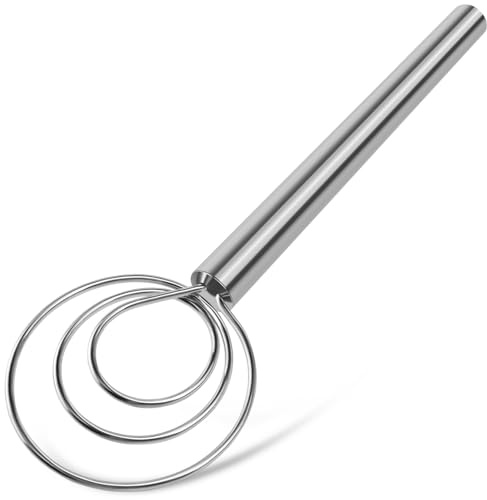 TEEVEA Batidor de masa danés, batidor de pan con gancho de acero inoxidable, batidor tradicional holandés, mezclador de masa y herramientas para hacer pan y suministros para hornear pan de masa madre