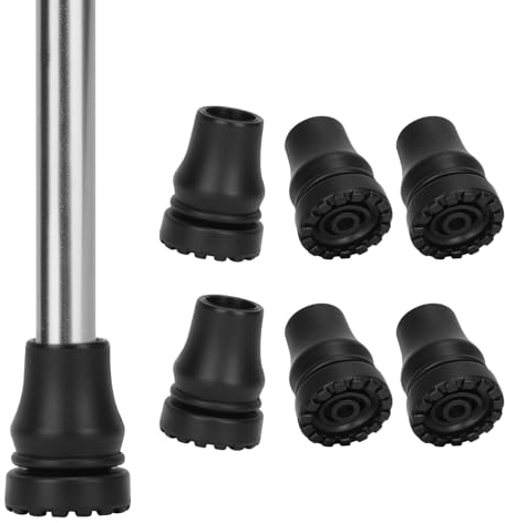 supregear Gummipuffer für Gehstöcke, 6er-Pack, 19 mm Ersatz-Gummispitzen für Spazierstöcke, Faltstöcke und Krücken, Robustes Sicherheitszubehör, Schwarz