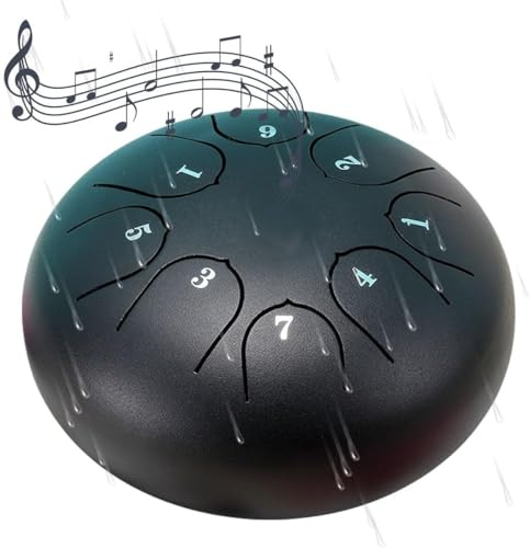 Ch-akra Tambour à pluie pour extérieur de jardin, carillon de pluie imperméable pour instrument de jardin, tambour de 15,2 cm et 8 notes, noir