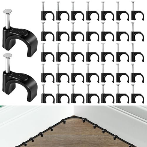 100pcs Wire Mounting Clips, 0.24in Black Cable Network Clamp PE Steel Hose Clips Clamps Wire Clips Assortment for Outdoor Various Cable Management