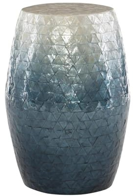 Mosaic Drum Table - Blue Ombre Accent Table, Round Side Table, Glam Home Decor, 13.75 Diameter