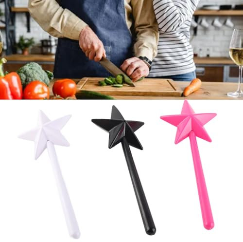 lvifloae Sale e Pepe, 3 Pezzi Sale e Pepe Magico Bacchetta Magica a Forma di Stella Bastone Magico Condimenti Ricaricabili Dispenser di Spezie Rosa Nero Bianco