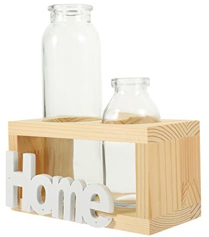 CAXUSD Dekorativer Glas-blumenvase Holzgestell Hydroponische Pflanzflasche Für Tischdekoration Modernes Pflanzgefäß Für Zuhause Büro Wohnzimmer Pflanzgefäßset