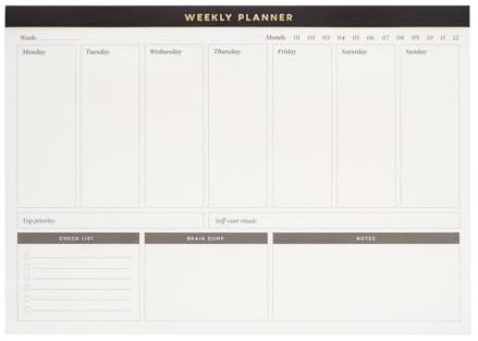 Kokonote - Bloc Note A4 Semainier Basic Studio | Weekly Planner, Sous-Main Bureau, Planificateur Hebdomadaire | Papeterie de Bureau