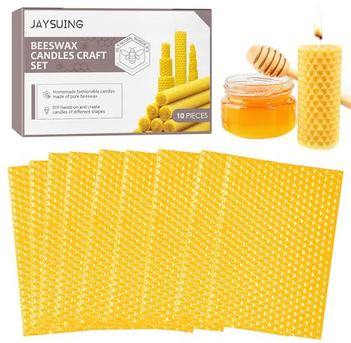 10 Stück Bienenwachsplatten,Bienenwachsplatten für Kerzen,natürliche Kerzenherstellung und zum Basteln Bienenwachsplatten,DIY Kerzen Bastel Set für Handwerkliche Geschenke, Eltern Kind-Bastelaktion