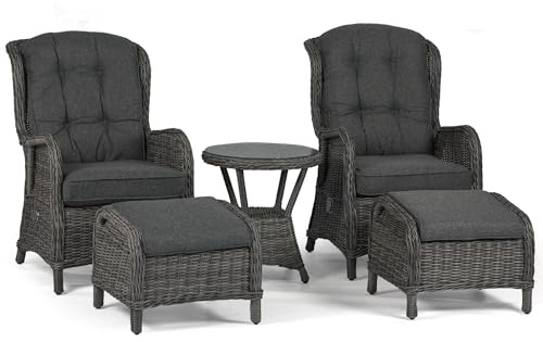 osoltus Sandy-Stone Set Alu Korbsessel Ohrensessel verstellbar 5 TLG. Anthrazit