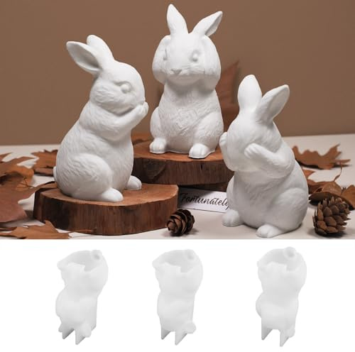 WIKIMO 3 Stück Silikonformen Gießformen Ostern, 3D Osterhase Silikonform Gipsformen Zum Gießen, Ostern Gießform Hase Giess Kerzenformen Silikon Frühling