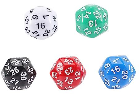 Garneck Set Da 5 Dadi a 30 Facce Acrilici Colorati Per Giochi Di Società, Accessori Per Feste e Giocattoli Educativi Per Ragazzo Ragazza e Adulti