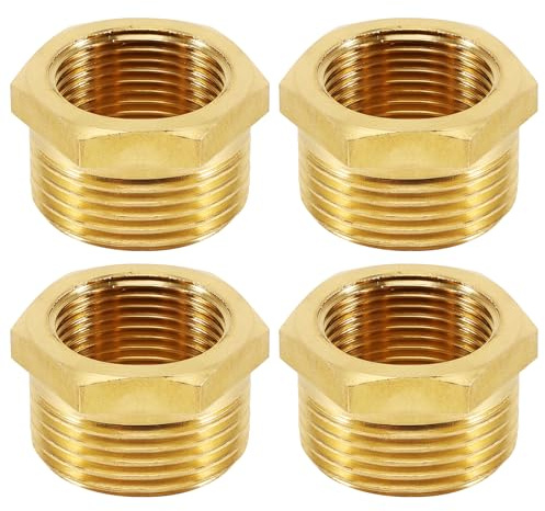 4 Stück Messing Reduzierstück 1 auf 3/4 Zoll (AG Ø 32mm x IG Ø 25mm), AG/IG Reduzierung, Messing Fitting, Gewindefitting für Gewerbe, Industrie und Haushalt (1 auf 3/4)