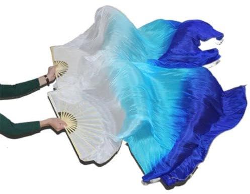 Zadaos Schleier aus natürlicher Seide, für Damen, Bauchtanz, Performance, Fan, Bauchtanz, Kostüme, Zubehör, Fächer, A23, 150 cm
