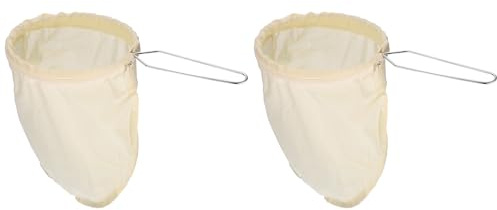 QUARKZMAN 2 Pcs Bolsas De Filtro De Café De Tela, Filtro De Calcetín De Café, Colador De Café Reutilizable Con Asa De Acero, Mediano, Amarillo