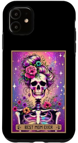 Carte de tarot Best Mom EVER pour maman, squelette, mère, épouse, maman Coque pour iPhone 11