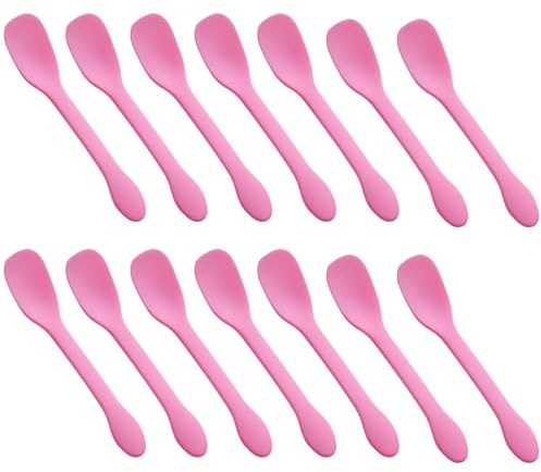 100 PCS Mini Plastic Spoons, Disposable Ice Cream Dessert Tasting Spoons, Suitable for Cake Jelly Pie Yogurt (Pink)