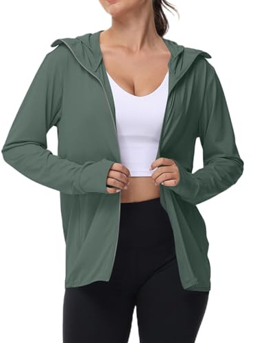 Generisch Sonnenschutz Zip Hoodie Sweatjacke Damen Frühlingsjacke Trainingsjacke mit Kapuze Sommer Zipper Hoodie Fahrrad Shirt Laufjacke Wanderjacke Wasserdicht Atmungsaktiv Yoga Schnorchel