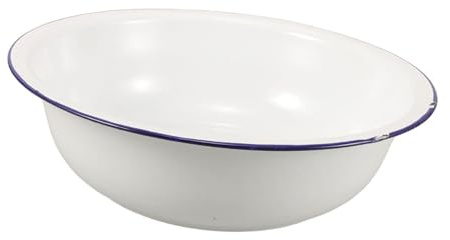 OATIPHO Cuenco Esmaltado Fácil de Limpiar de 32 Cm para Baño de Pies Vintage Tazón de Esmalte Blanco Diseño Retro Adecuado para Uso Doméstico