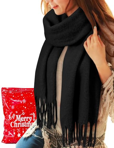 Voqeen Damen Schal Winter Kuschelig Warmes Tücher Lange mit Fransen Herbst Winterschal Weicher Dicker Strickschal Oversized Schaltuch