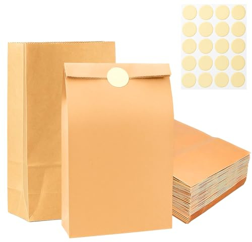 30 Stück Braune Kraftpapiertüten, 28 x 15 x 9 cm, braune Kraftpapiertüten, Geschenktüten für DIY, PapiertüTen Groß, Adventskalender, Ostern, Weihnachten, Aufbewahrung von Süßigkeiten, Nüssen, Brot