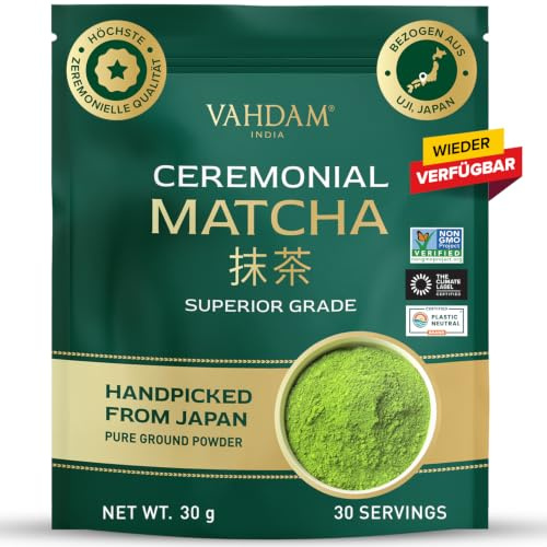 VAHDAM Matcha Cerimoniale - Autentico The Matcha Ceremonial Grade da Uji, Giappone | Polvere Ultra-Fine e Vellutata | Primo raccolto – 100% naturale e testato in laboratorio