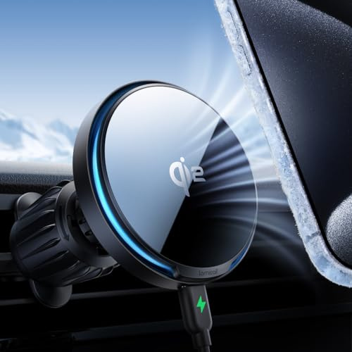 Lamicall Qi2 Handyhalterung Auto für Magsafe Autohalterung mit Ladefunktion | [Kühlventilator & Smart-Chip] 15W Kfz Handy Halterung Magsafe Ladegerät Auto Lüftung Magnet für iPhone 17/16/15/14/13/12