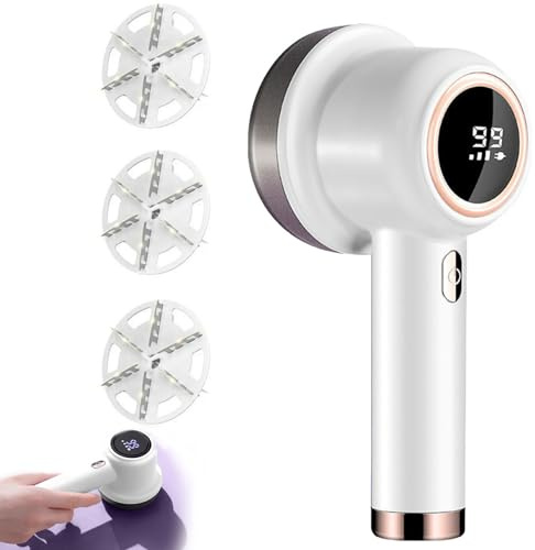Quitapelusas eléctrico para Ropa Afeitadora de Tela Ajustable de 3 velocidades con 6 Hojas cortadoras y Pantalla LED Quitapelusas Desbobbler portátil con protección de 3 usos y Cortador de Repuesto B