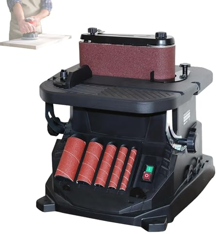 Ponceuse à broche oscillante verticale, outil de ponçage pour le travail du bois, table inclinable de 0 à 45°, 2850 tr/min, outil de ponçage pour le bois, équipement d'atelier de bureau