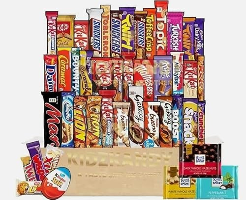 La mejor cesta de chocolate de lujo en caja a mano, 31 barras diferentes de tamaño completo