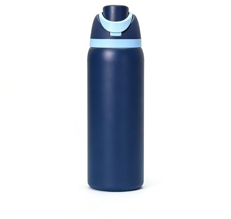 MetJakt Insulated Stainless Steel Water Bottle | 24H Cold 12H Hot | Leakproof Flip Lid | BPA-Free | for Sports, Gym, Travel & Office (Navy Blue)