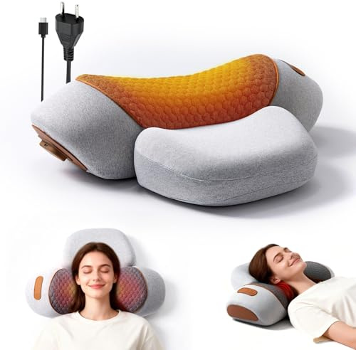 Masseur Cervical avec Chauffage, 2026 Oreiller de massage chauffant pour le cou avec vibration, Masseur Cervical et Dos Électrique, Pour le soulagement de la douleur