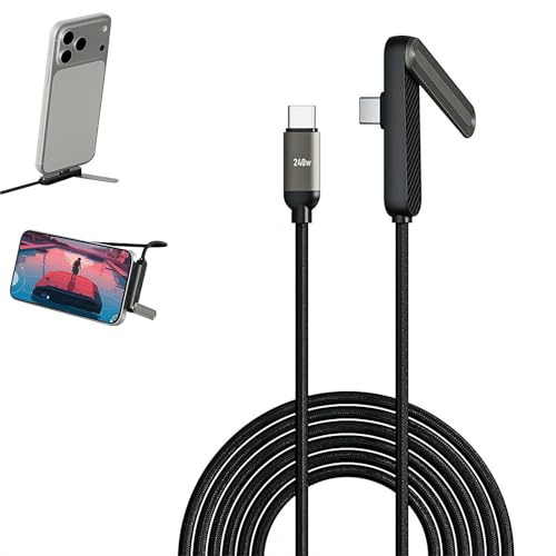 2 in 1 Charging Cable 65W, Fast Charge Cable with Built-in Phone Stand, Multi Charger Cord with Type C, Multi-Angle Adjustable Stand, for Smartphones, Tablets, Laptops, Gaming Devices