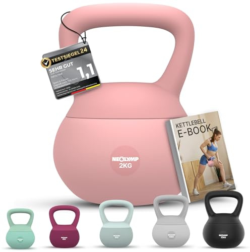 NEOLYMP Soft Kettlebell bodenschonend & leise - stoßdämpfende Kugelhantel mit Eisensandfüllung - ergonomischer Softgriff ideal fürs Homegym Kettlebell 2–12 kg Kugelhantel Set