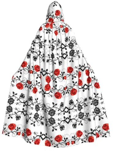 FHIZOAL Cape à capuche florale rose lierre avec feuilles pour adulte Cosplay Carnaval Fête Faucheuse vampire mystérieuse mascarade