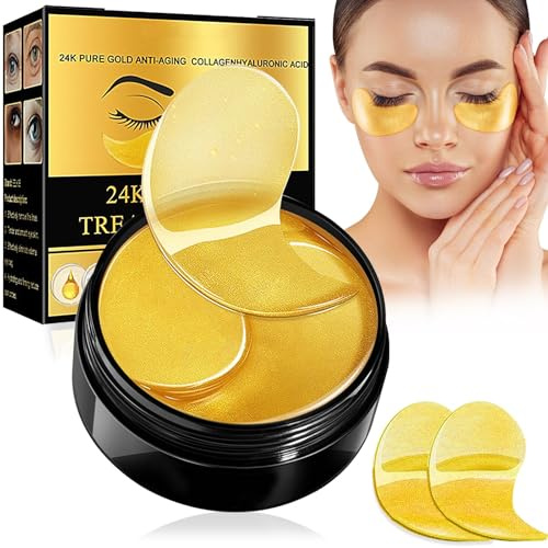 60 Pcs Patch Occhi 24k Gold, Maschera Occhi Collagene, Combattente Occhiaie Scure E Borse Sotto Gli Occhi, Idratante E Lenitiva Per Occhi Gonfi, Effetto Idratante E Antietà, Unisex