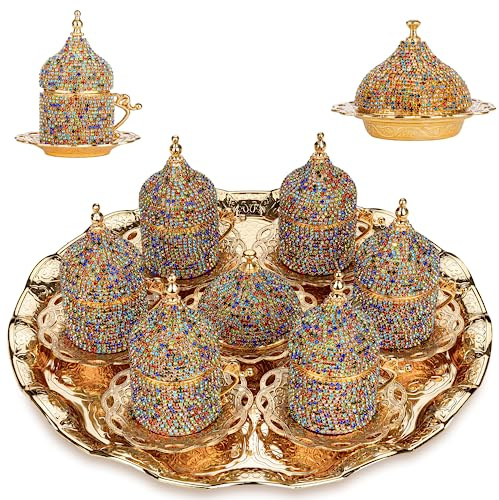 Lot de 27 tasses à café turc grecque arabe en cristal (mélange de couleurs)