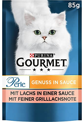 Gourmet PURINA Perle Genuss in Sauce Katzenfutter nass, mit Lachs, 24er Pack (24 x 85g)